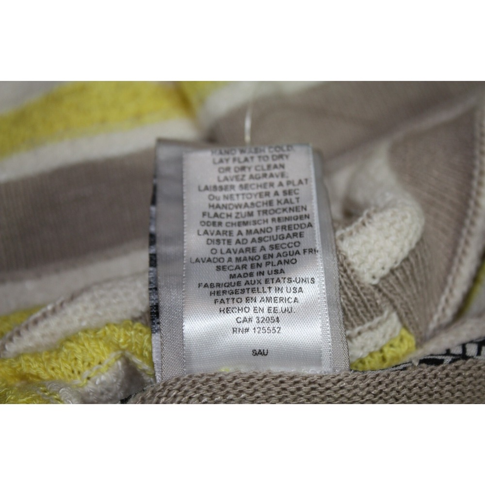 Dolan Top Womens Small Yellow Cowl Neck Striped Sleeveless Knit Sweater Vacation - Picture 6 of 11